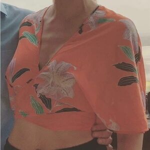 Diane Von Furstenberg Cotton Wrap Top / Size P